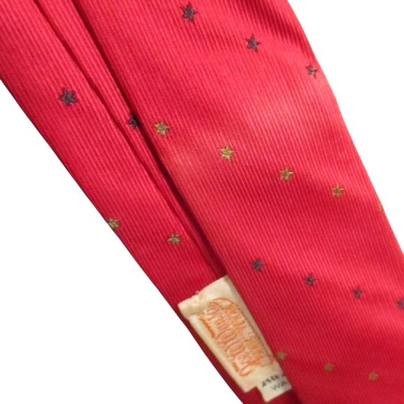 Vintage Damon Star Patterned Red Silk Tie 1950's Paris Texas 52" - Picture 5 of 5